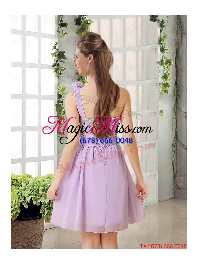 wholesale one shoulder lilac dama dress with bowknot for 2015