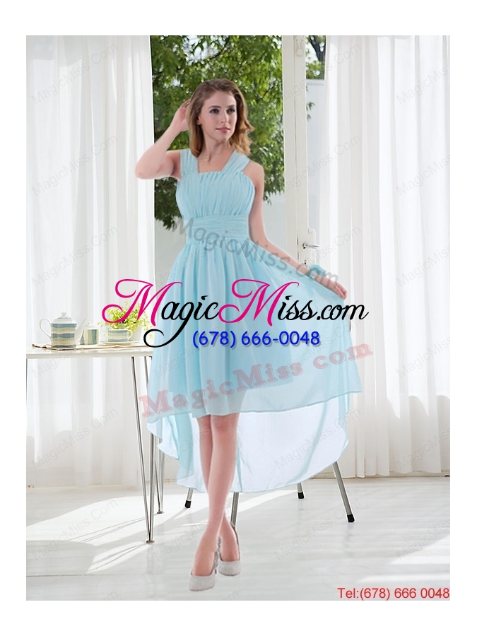 wholesale halter ruching 2015 natural chiffon dama dress