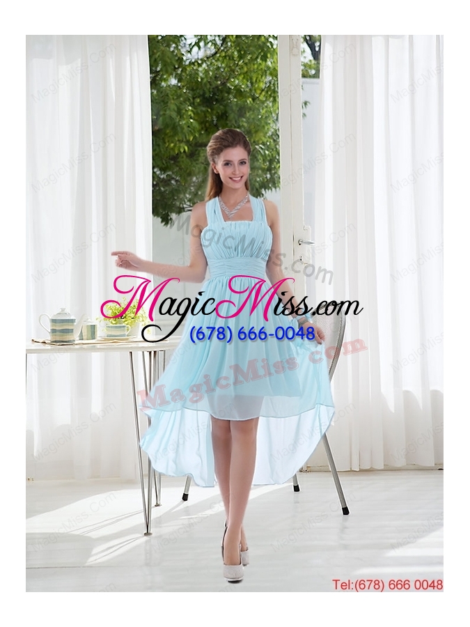 wholesale halter ruching 2015 natural chiffon dama dress