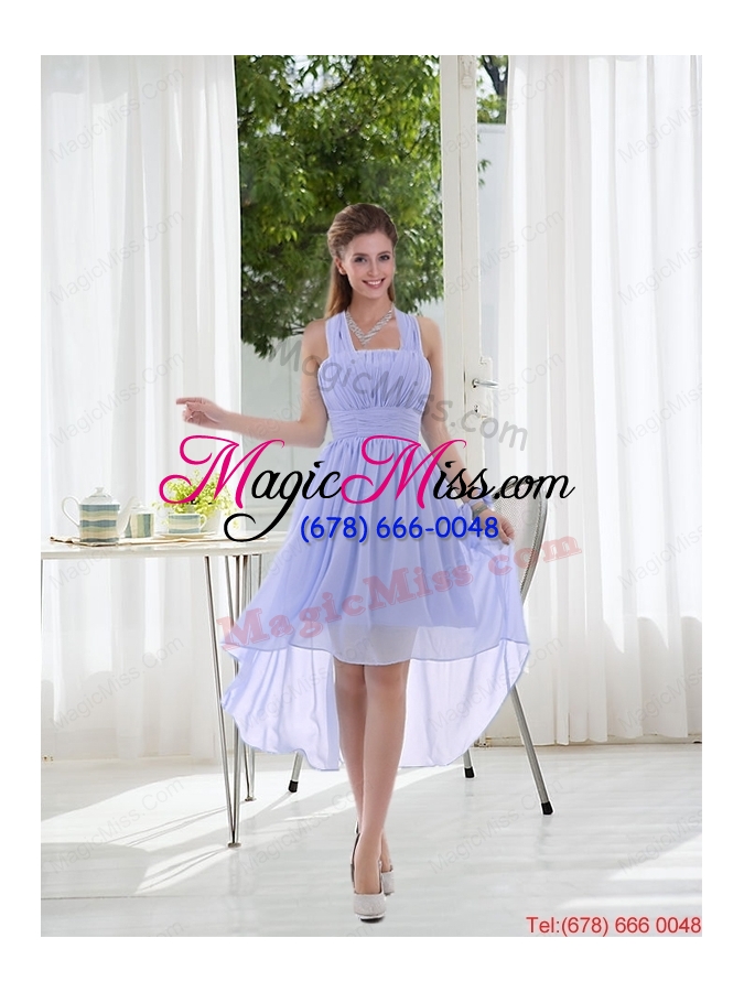 wholesale halter ruching 2015 natural chiffon dama dress