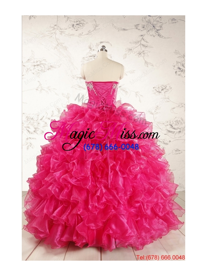 wholesale beautiful hot pink sweet 15 dresses with appliques and ruffles