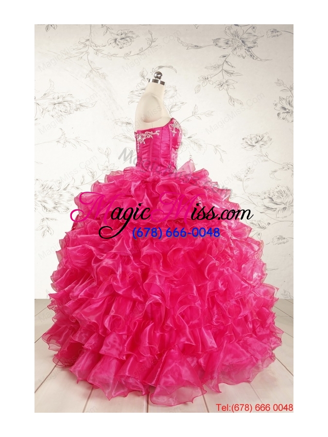 wholesale beautiful hot pink sweet 15 dresses with appliques and ruffles