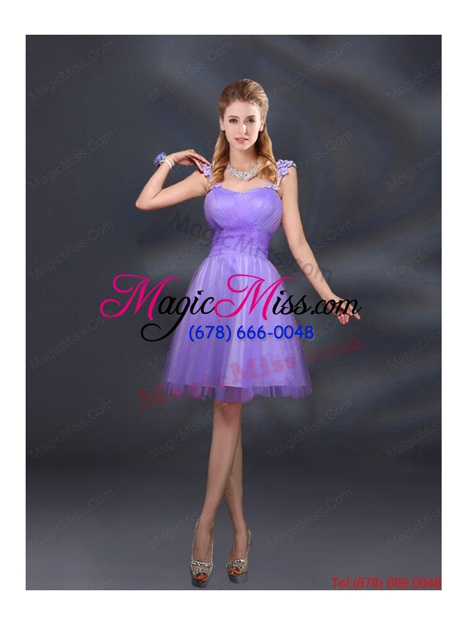 wholesale a line straps appliques dama dresses in lilac