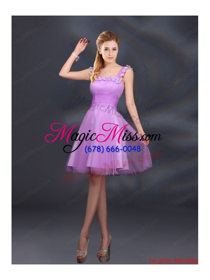 wholesale elegant a line straps lilac dama dresses with appliques