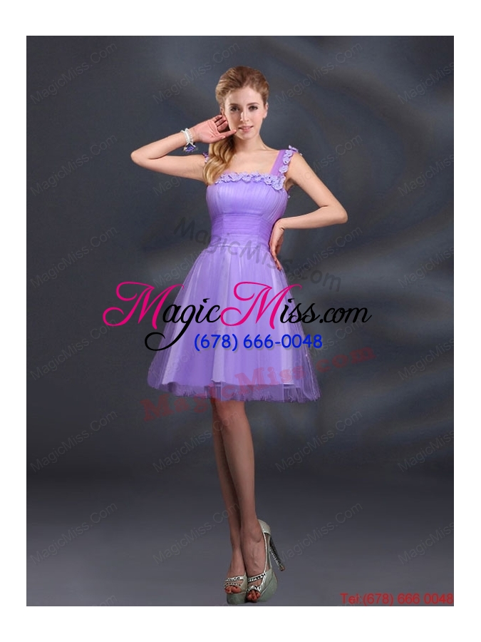 wholesale elegant a line straps lilac dama dresses with appliques