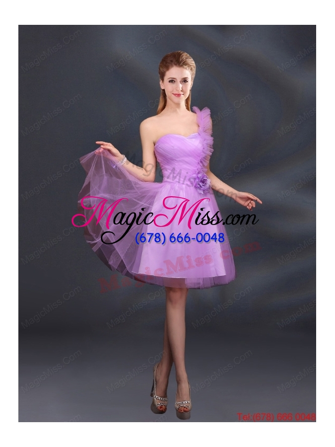 wholesale 2015 lilac hand made flowers a line one shoulder dana dresses