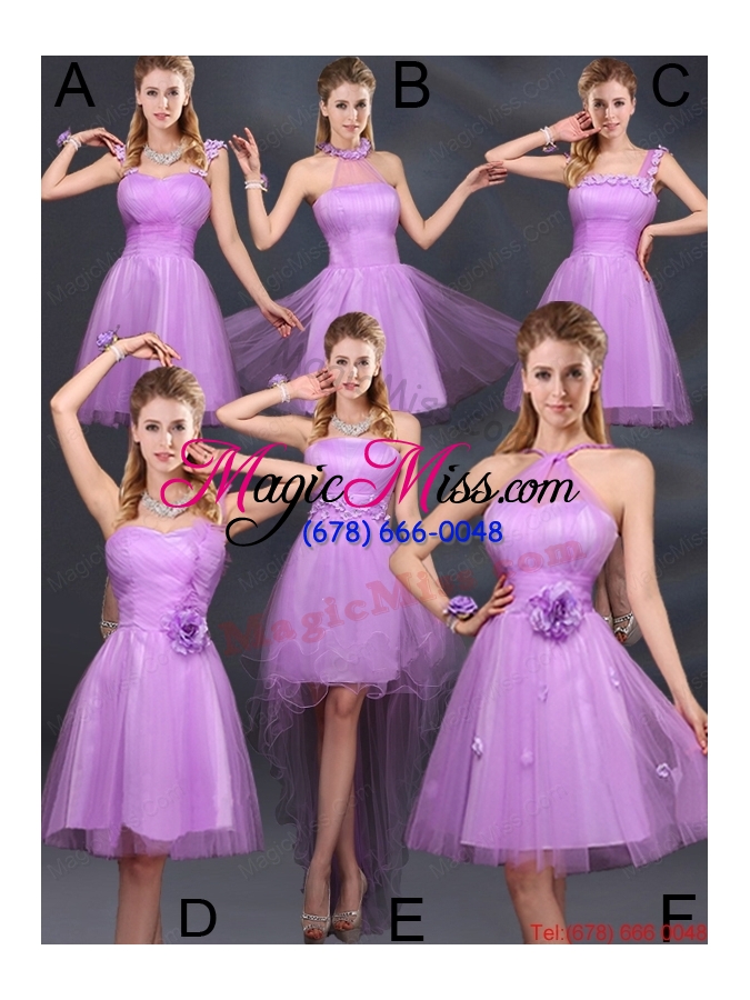 wholesale 2015 lilac hand made flowers a line one shoulder dana dresses