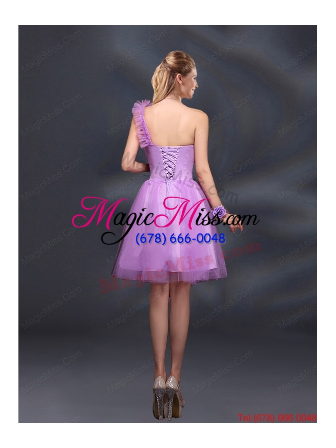 wholesale 2015 lilac hand made flowers a line one shoulder dana dresses