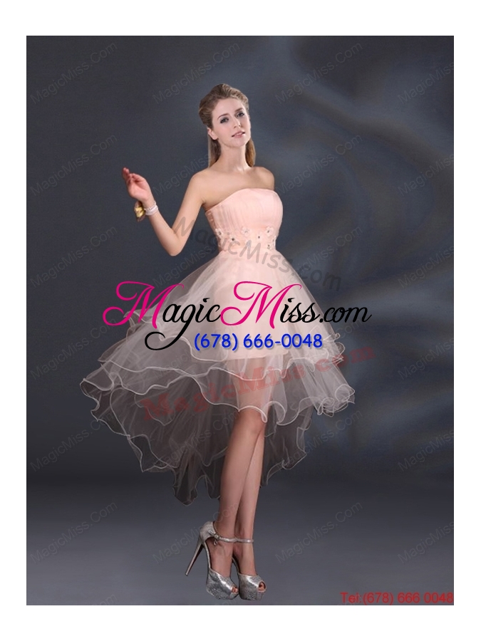 wholesale appliques strapless ruffles organza 2015 sturning dama dresses