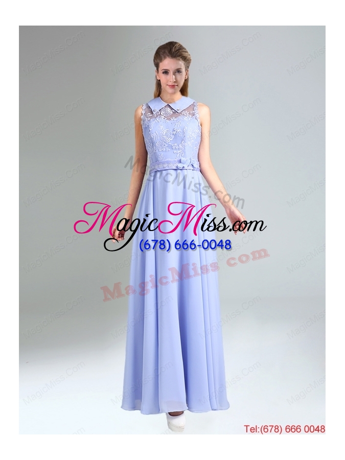 wholesale 2015 modest belt empire dama dress in lavender