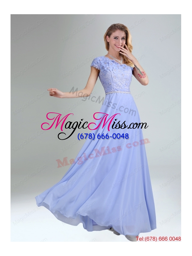 wholesale 2015 modest belt empire dama dress in lavender