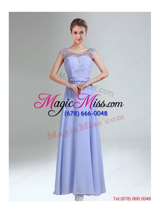 wholesale 2015 modest belt empire dama dress in lavender