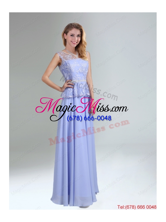 wholesale 2015 modest belt empire dama dress in lavender