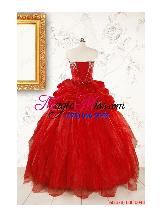 wholesale most popular sweetheart ball gown beading red quinceanera dresses