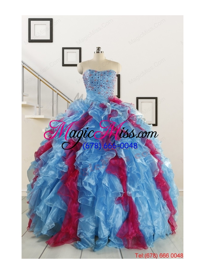 wholesale fashionable beading quinceanera dresses in multi-color for 2015