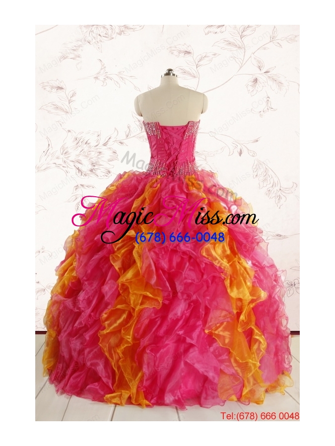 wholesale luxurious puffy multi color quinceanera dresses with beading and ruffles