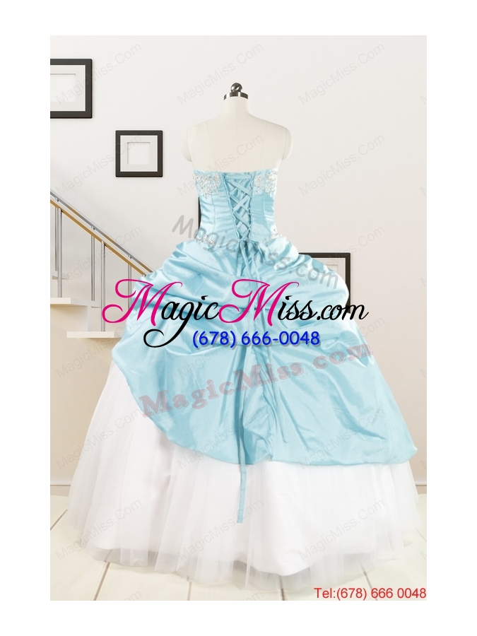 wholesale pretty beading blue and white quinceanera dresses for 2015