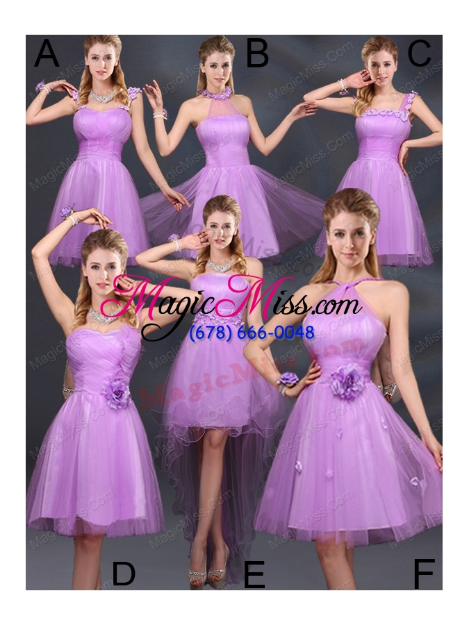 wholesale 2015 lilac hand made flowers a line one shoulder prom dresses