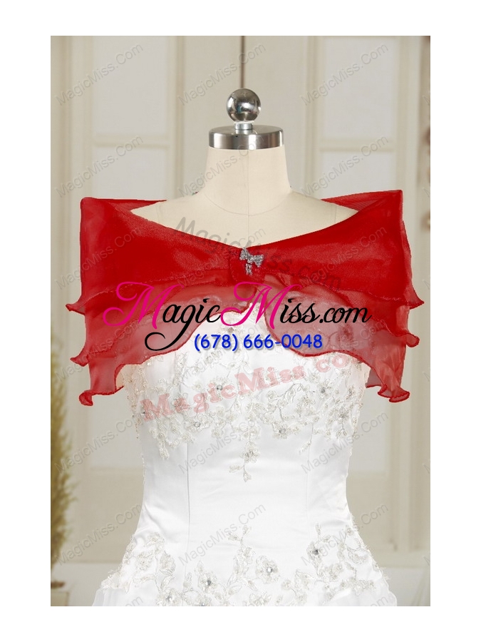 wholesale elegant red strapless 2015 quinceanera dresses with appliques