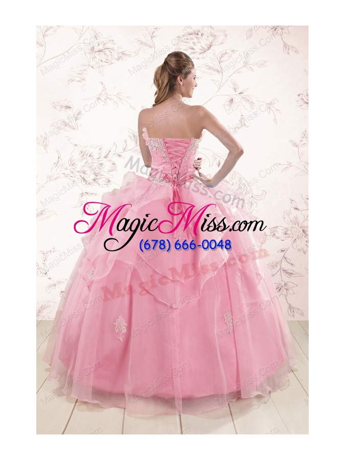 wholesale the most popular appliques baby pink dresses for quinceanera