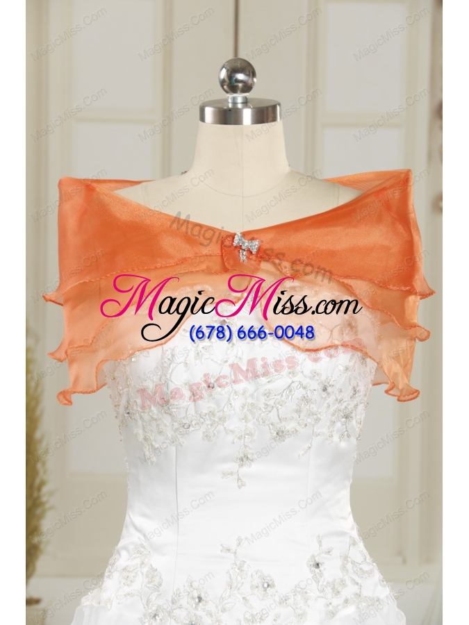 wholesale 2015 princess orange quinceanera dresses with appliques