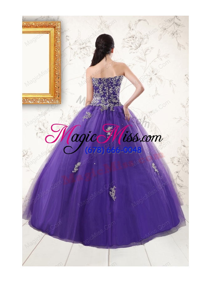 wholesale new arrival purple quinceanera dresses with appliques and beading