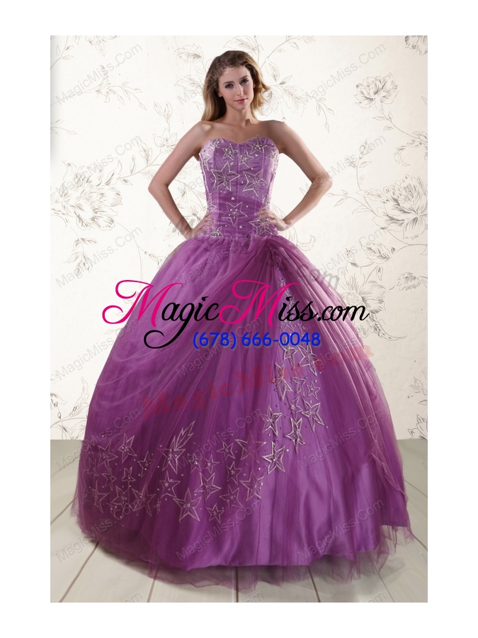 wholesale purple sweetheart appliques 2015 quinceanera dresses with embroidery