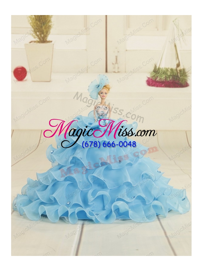 wholesale unique aqua blue 2015 strapless quinceanera dresses with beading