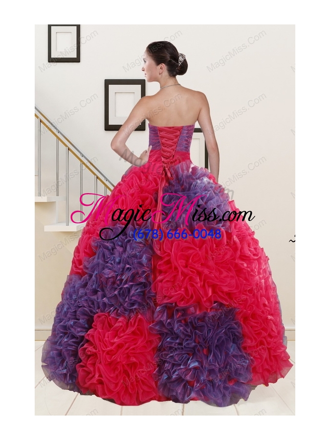 wholesale unique beading and ruffles multi-color quinceanera dresses