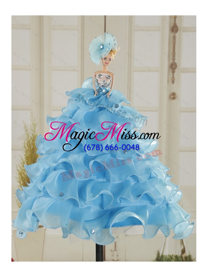 wholesale 2015 modest appliques and ruffles aqua blue little girl pageant dress