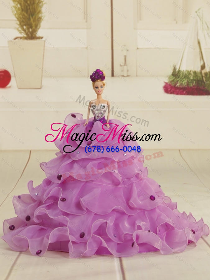 wholesale exquisite purple sweet 16  quinceanera ball gowns with beading and ruffles