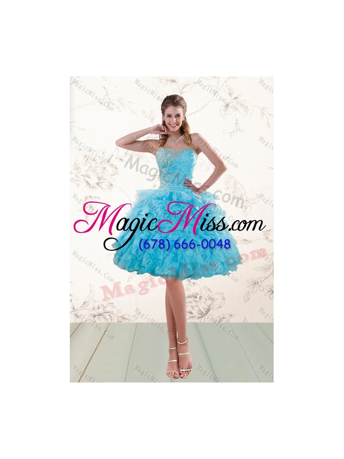wholesale 2015 beautiful appliques new style quinceanera dresses with beading and ruffles