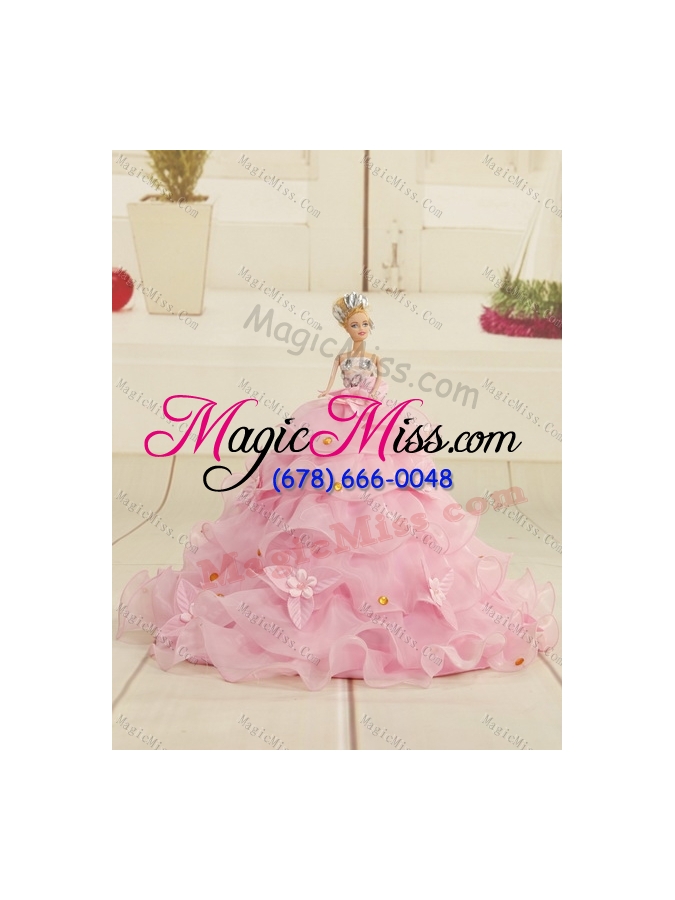 wholesale pretty  and detachable rose pink quince dresses with ruffles and beading for 2015