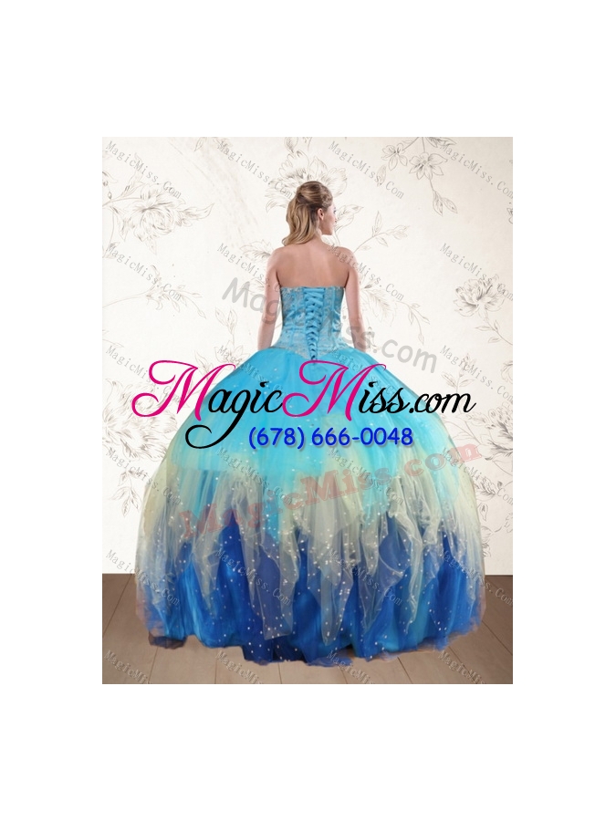 wholesale sweetheart multi color quinceanera dress with ruffles and beading
