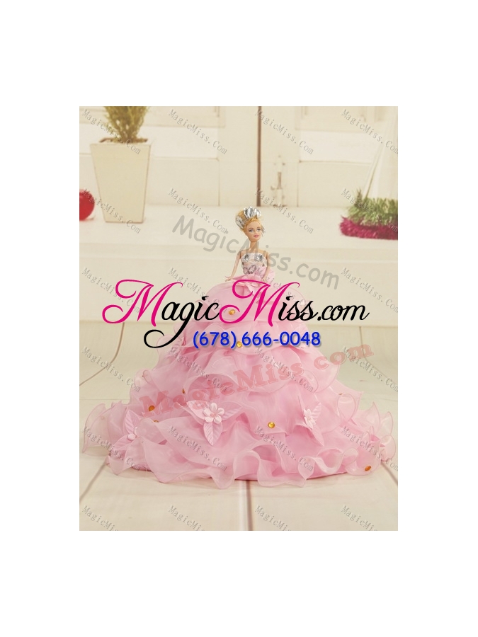 wholesale 2015 top seller watermelon red quince dresses with appliques and ruffles