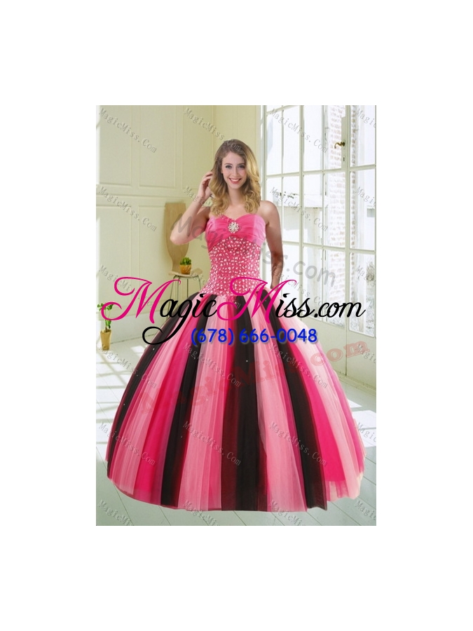 wholesale beautiful 2015 beading quinceanera dresses in multi color