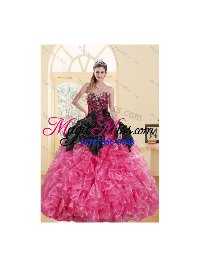 wholesale 2015 unique multi color quince dresses with beading and ruffles