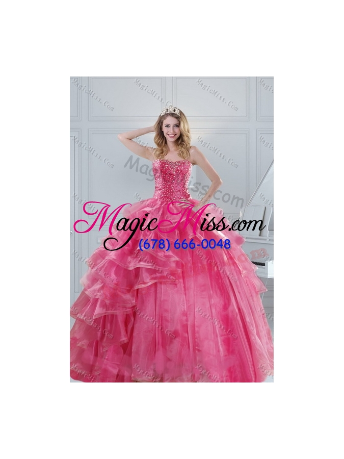 wholesale wonderful pink quinceanera dresses with beading and ruffles for 2015