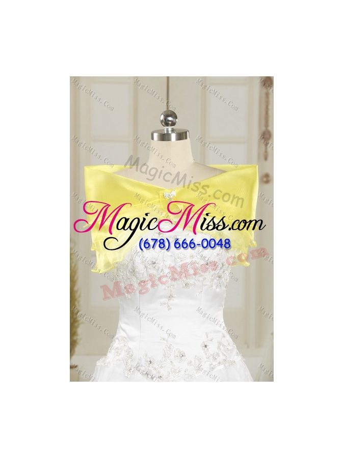 wholesale 2015 sweetheart yellow sweet 15 dresses with beading and ruffles