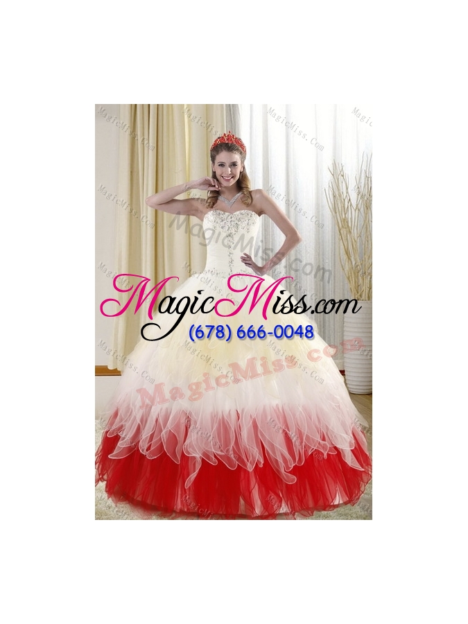 wholesale 2015 fashionable multi color quinceanera dresses with beadinglayers