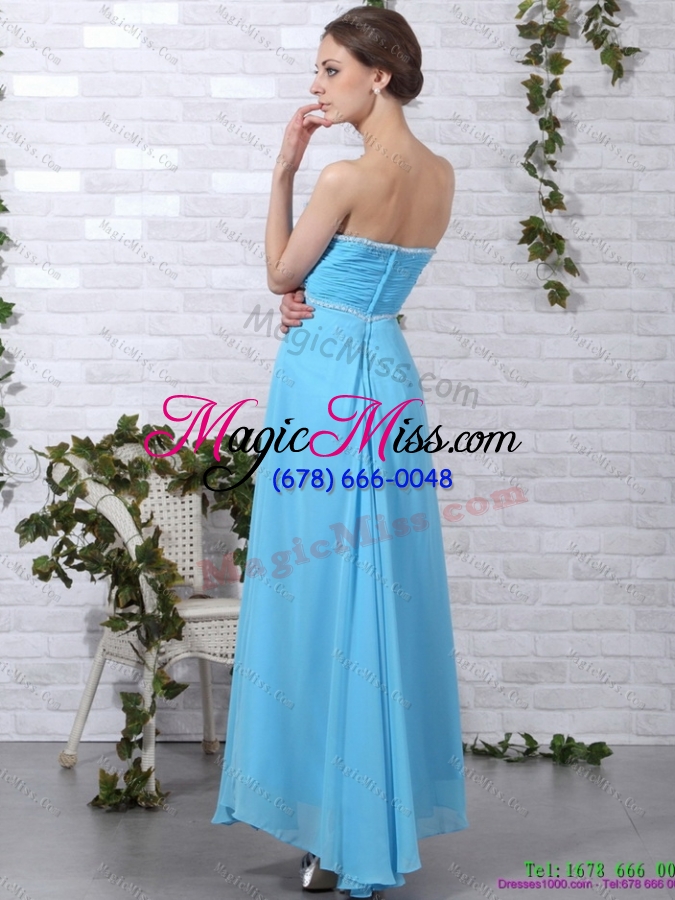 wholesale 2015 gorgeous long prom dresses with ruching and beading