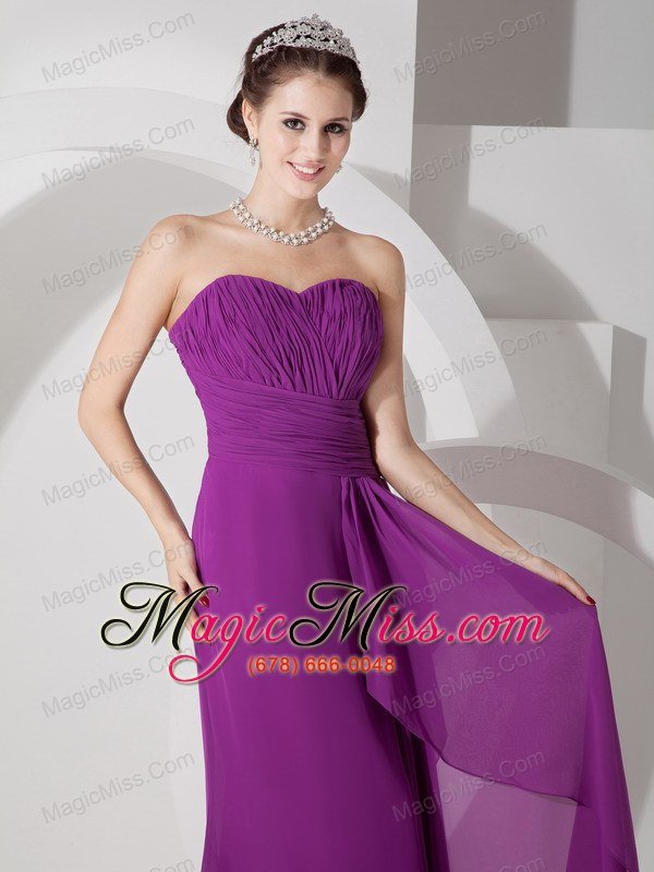 wholesale purple empire sweetheart floor-length chiffon ruch prom dress