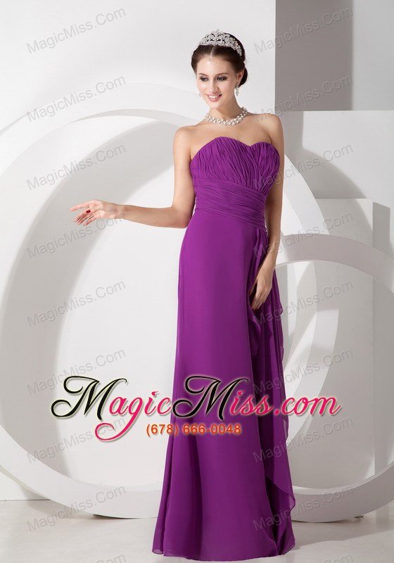 wholesale purple empire sweetheart floor-length chiffon ruch prom dress