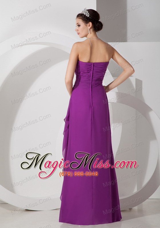 wholesale purple empire sweetheart floor-length chiffon ruch prom dress