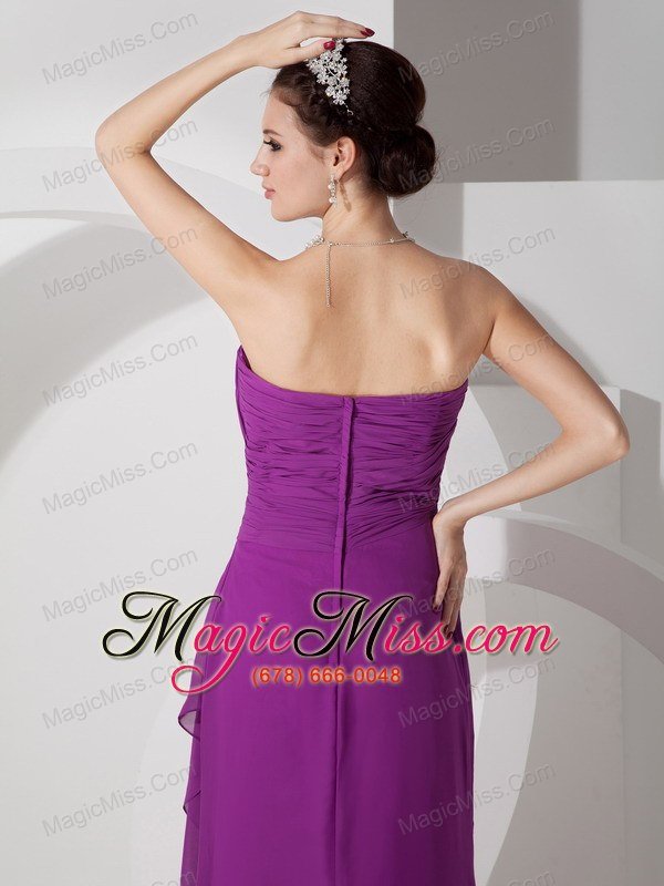 wholesale purple empire sweetheart floor-length chiffon ruch prom dress