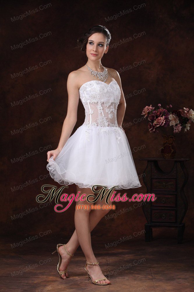 wholesale appliques sweetheart mini-length for white cocktail / homecoming dress