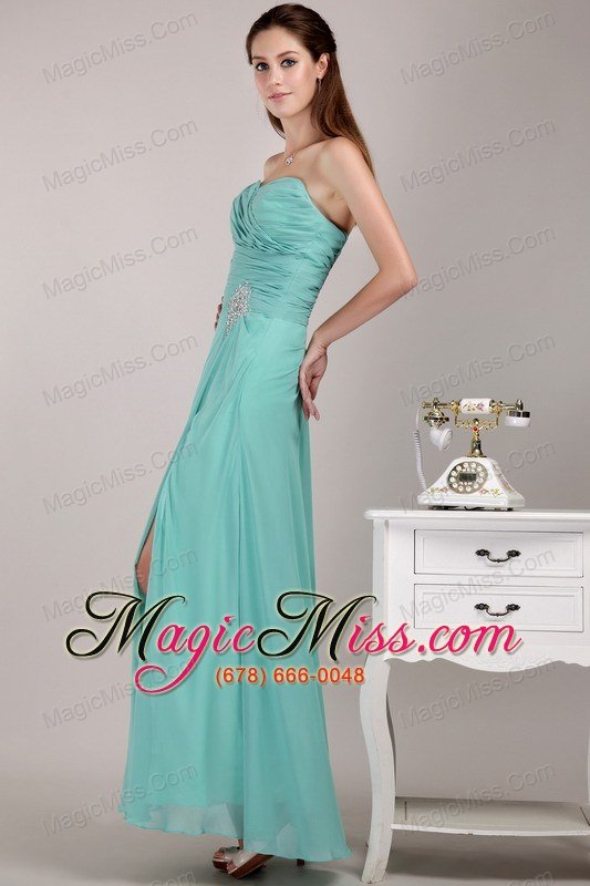 wholesale turquoise empire sweetheart floor-length chiffon beading prom dress