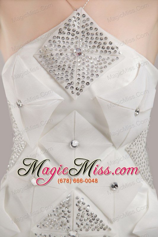 wholesale white sheath / column asymmetrical mini-length satin beading prom dress