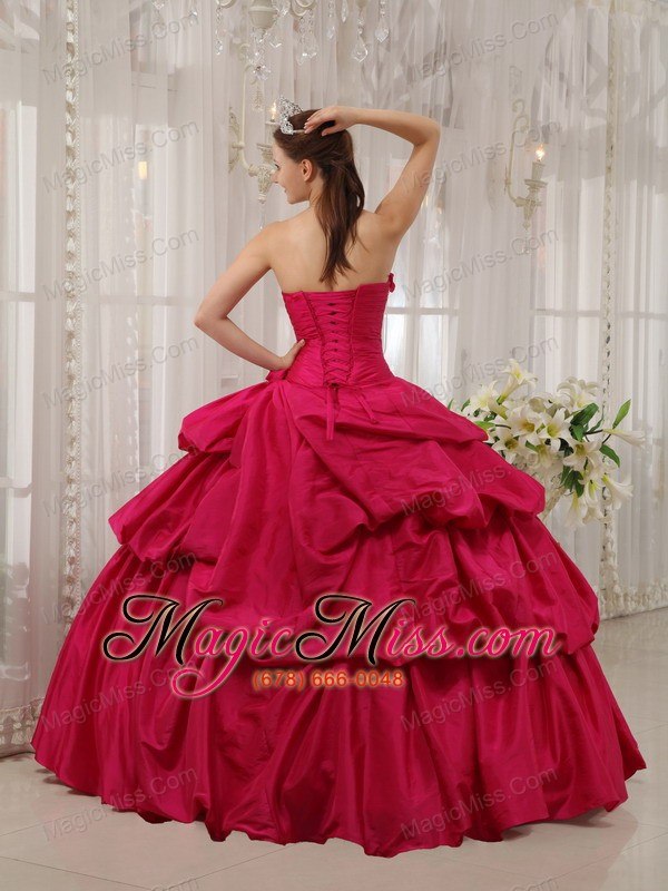 wholesale coral red ball gown strapless floor-length taffeta beading quinceanera dress