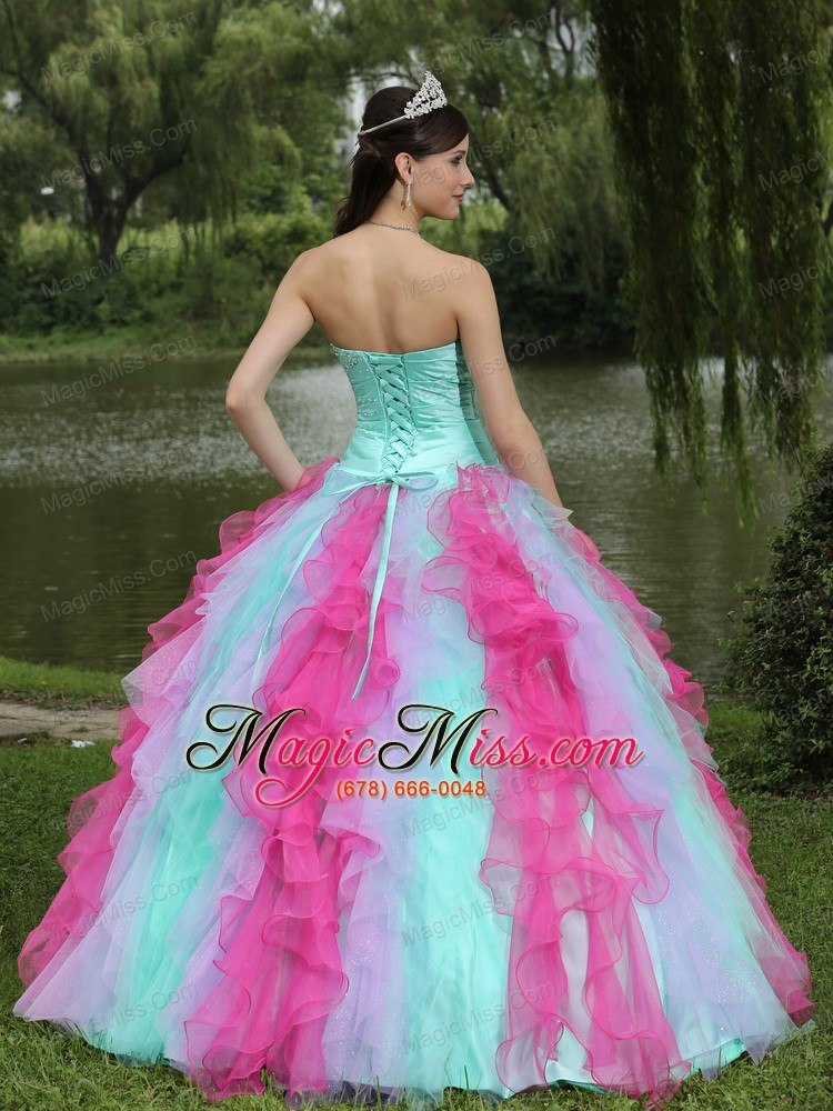 wholesale colorful sweetheart quincenaera dress for graduation with beaded drcorate ruffle layers